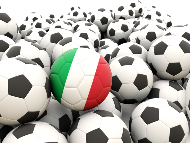 Множество футбольных мячей. Скачать флаг. Италия