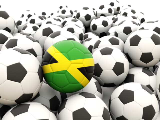 Множество футбольных мячей. Скачать флаг. Ямайка