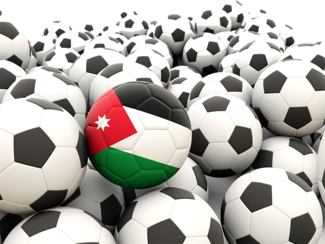 Множество футбольных мячей. Скачать флаг. Иордания