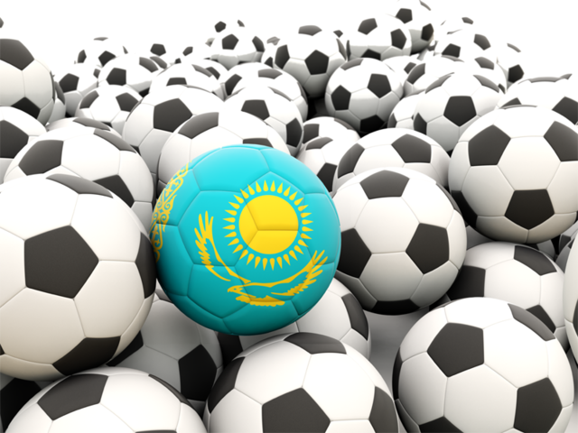 Множество футбольных мячей. Скачать флаг. Казахстан
