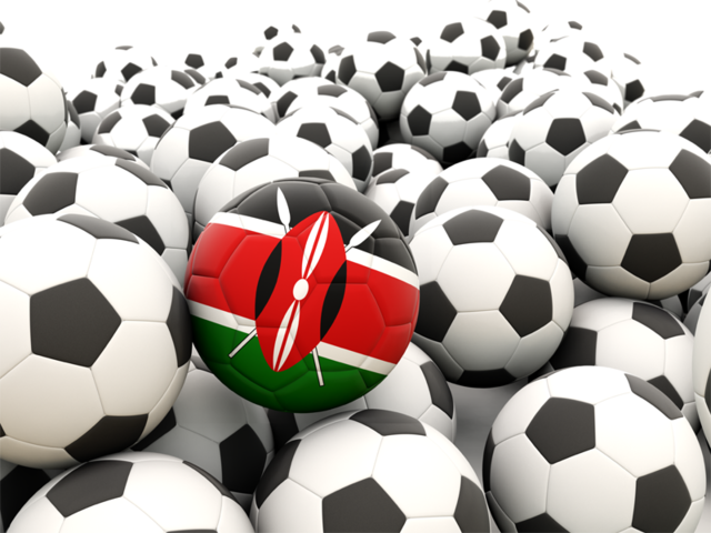 Множество футбольных мячей. Скачать флаг. Кения