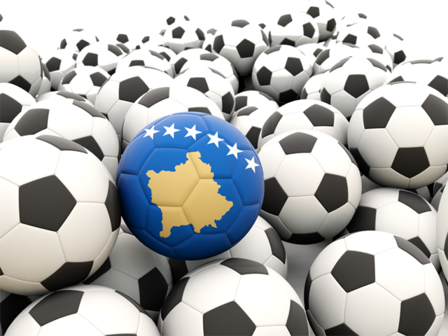 Множество футбольных мячей. Скачать флаг. Косово