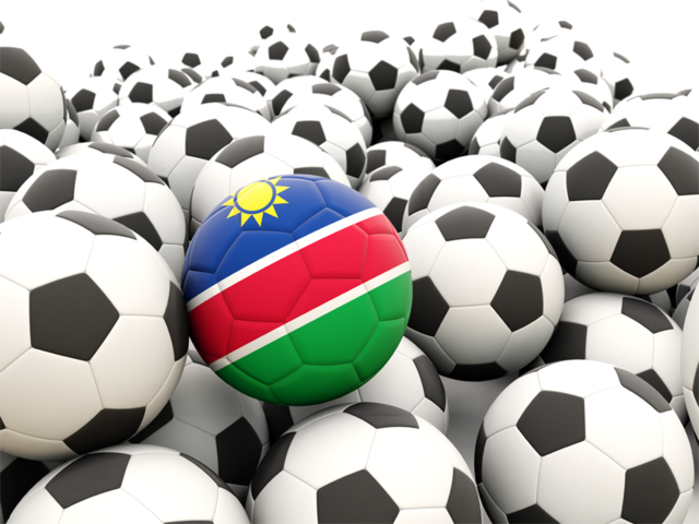 Множество футбольных мячей. Скачать флаг. Намибия