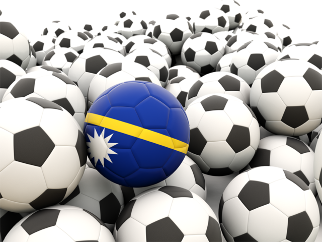 Множество футбольных мячей. Скачать флаг. Науру