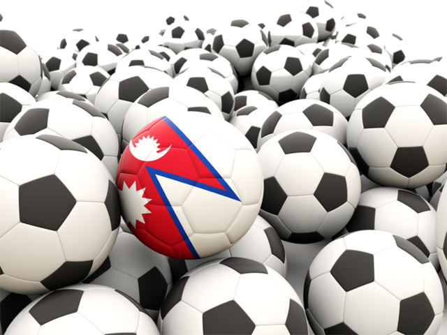Множество футбольных мячей. Скачать флаг. Непал