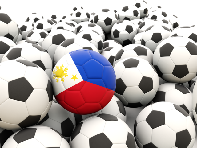 Множество футбольных мячей. Скачать флаг. Филиппины