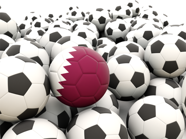 Множество футбольных мячей. Скачать флаг. Катар