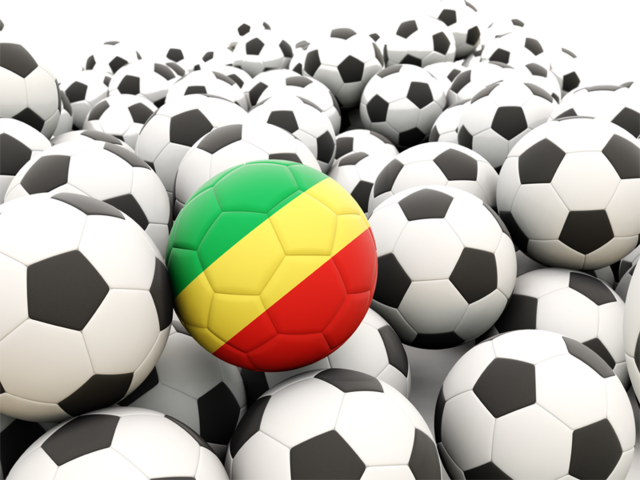 Множество футбольных мячей. Скачать флаг. Республика Конго