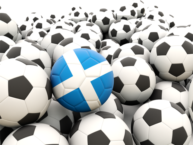 Множество футбольных мячей. Скачать флаг. Шотландия