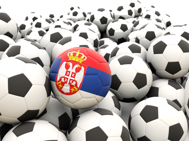Множество футбольных мячей. Скачать флаг. Сербия