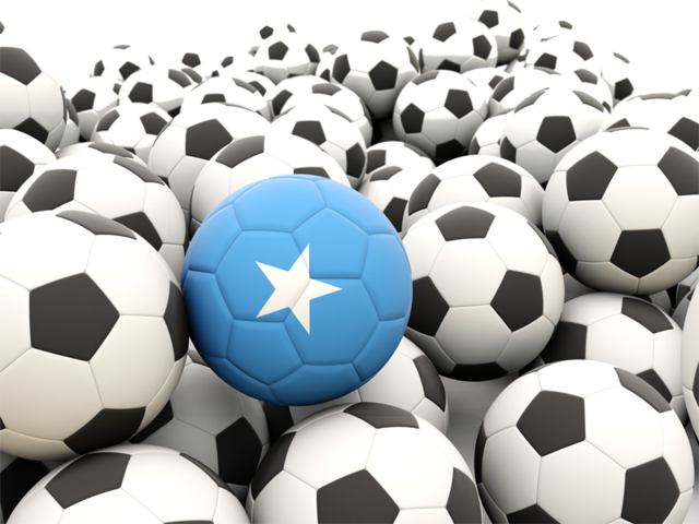 Множество футбольных мячей. Скачать флаг. Сомали