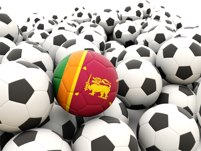 Множество футбольных мячей. Скачать флаг. Шри-Ланка