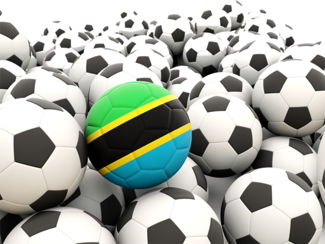Множество футбольных мячей. Скачать флаг. Танзания
