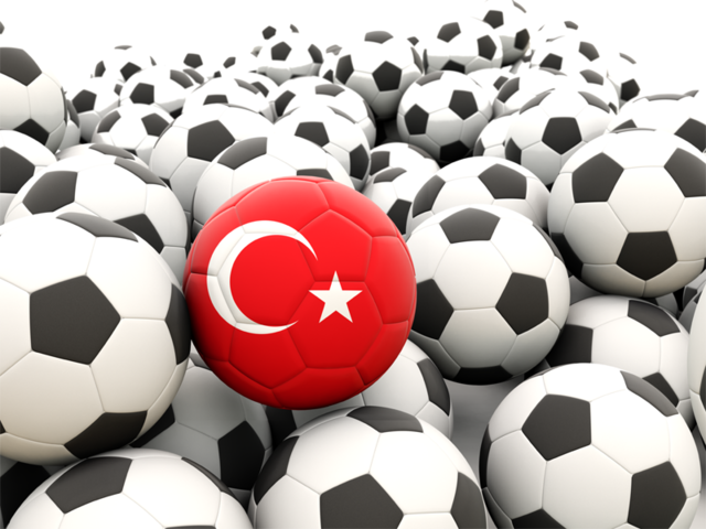 Множество футбольных мячей. Скачать флаг. Турция