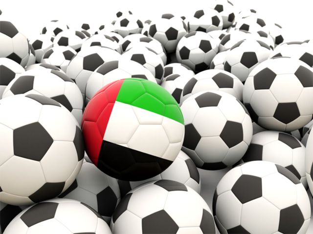Множество футбольных мячей. Скачать флаг. Объединённые Арабские Эмираты