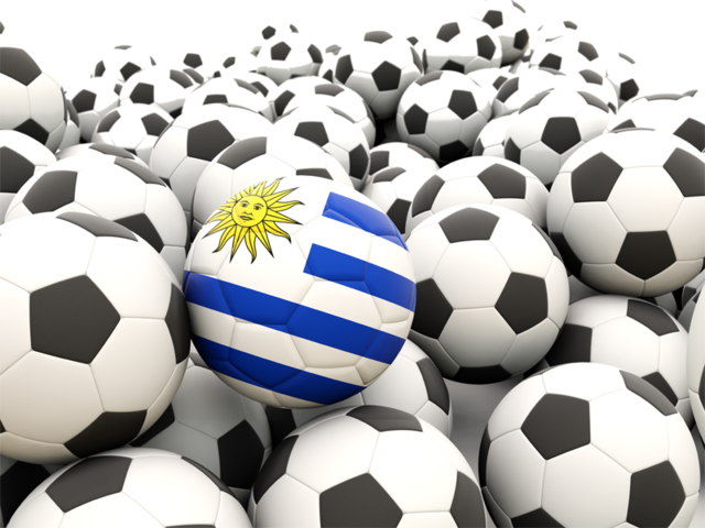 Множество футбольных мячей. Скачать флаг. Уругвай