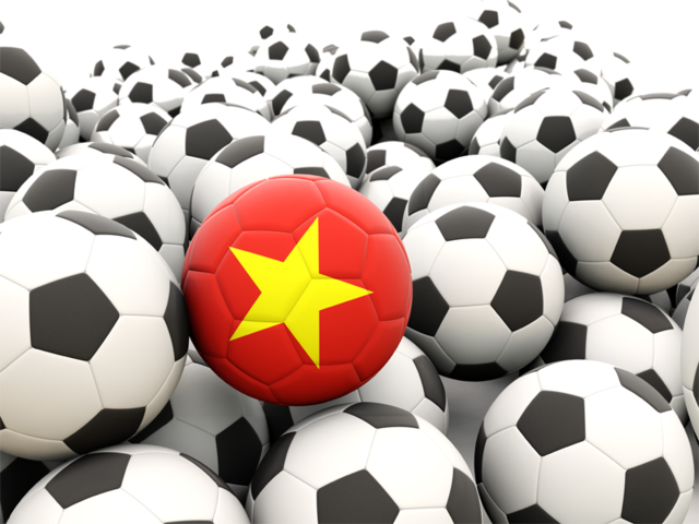 Множество футбольных мячей. Скачать флаг. Вьетнам