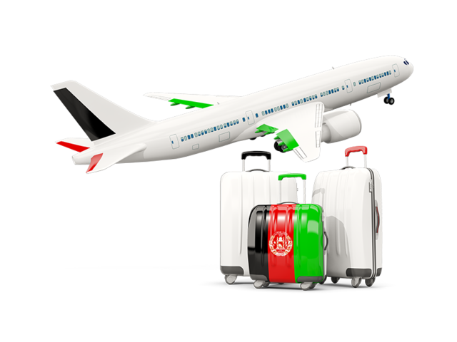 Luggage with airplane. Download flag icon of Afghanistan at PNG format