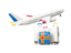 Aland Islands. Luggage with airplane. Download icon.