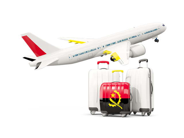 Luggage with airplane. Download flag icon of Angola at PNG format