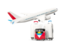 Antigua and Barbuda. Luggage with airplane. Download icon.