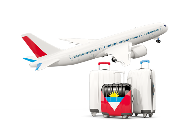 Luggage with airplane. Download flag icon of Antigua and Barbuda at PNG format