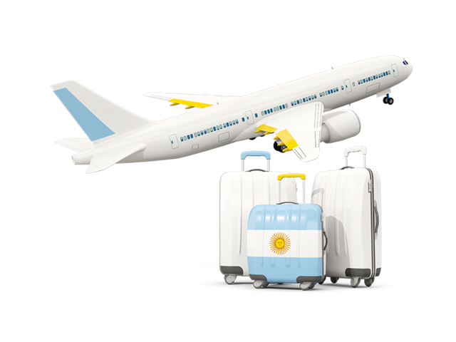 Luggage with airplane. Download flag icon of Argentina at PNG format