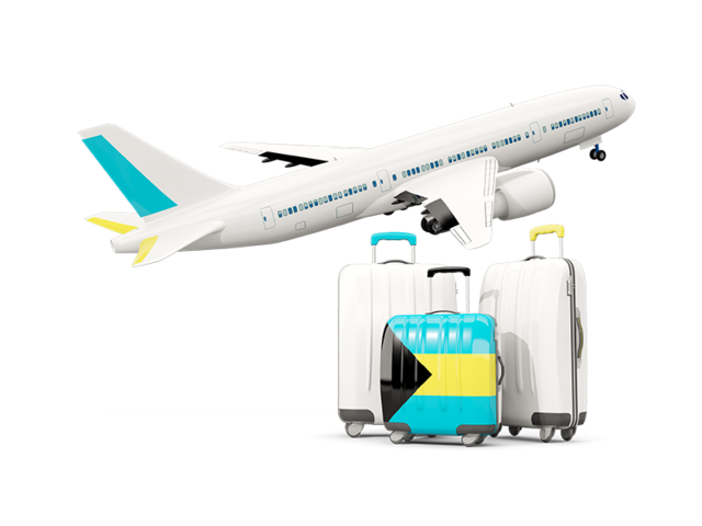 Luggage with airplane. Download flag icon of Bahamas at PNG format