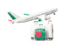 Bangladesh. Luggage with airplane. Download icon.