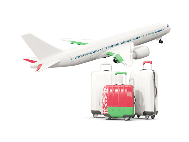 Luggage with airplane. Download flag icon of Belarus at PNG format