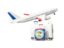 Belize. Luggage with airplane. Download icon.