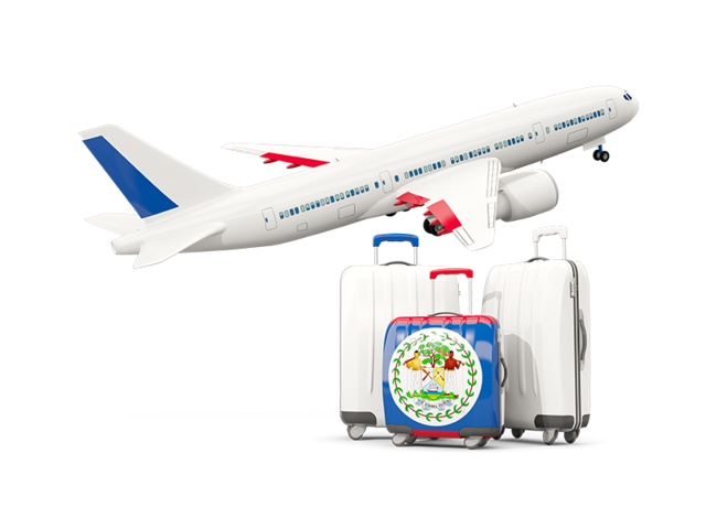 Luggage with airplane. Download flag icon of Belize at PNG format