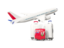 Bermuda. Luggage with airplane. Download icon.