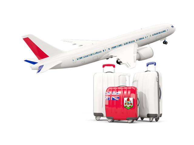 Luggage with airplane. Download flag icon of Bermuda at PNG format