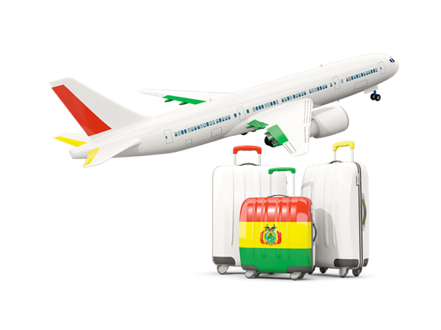 Luggage with airplane. Download flag icon of Bolivia at PNG format