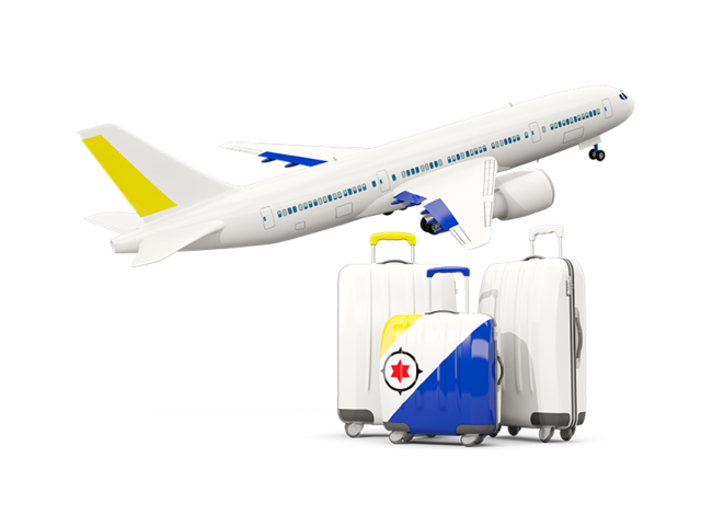 Luggage with airplane. Download flag icon of Bonaire at PNG format