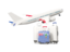 British Indian Ocean Territory. Luggage with airplane. Download icon.