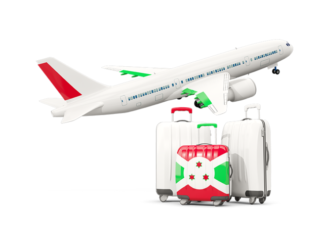 Luggage with airplane. Download flag icon of Burundi at PNG format