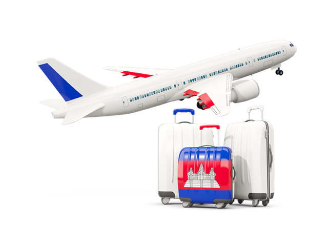 Luggage with airplane. Download flag icon of Cambodia at PNG format