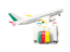 Cameroon. Luggage with airplane. Download icon.