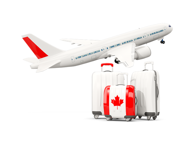 Luggage with airplane. Download flag icon of Canada at PNG format