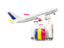 Chad. Luggage with airplane. Download icon.