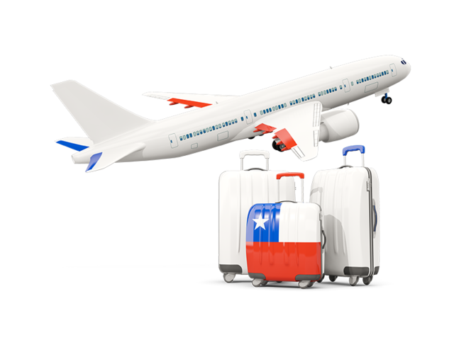 Luggage with airplane. Download flag icon of Chile at PNG format