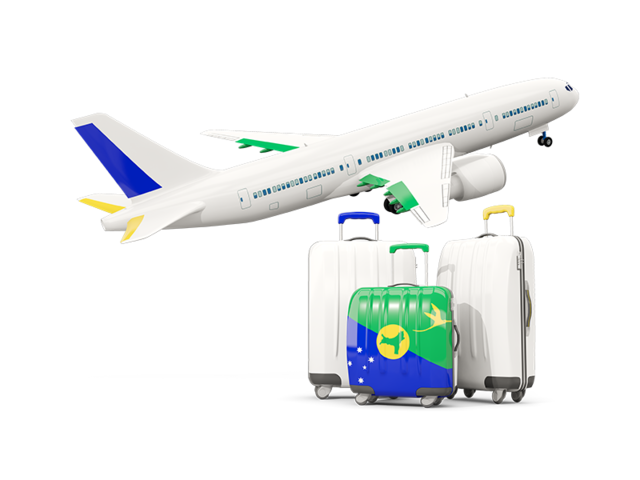 Luggage with airplane. Download flag icon of Christmas Island at PNG format