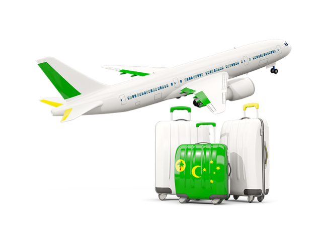 Luggage with airplane. Download flag icon of Cocos Islands at PNG format