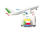 Comoros. Luggage with airplane. Download icon.