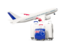 Cook Islands. Luggage with airplane. Download icon.