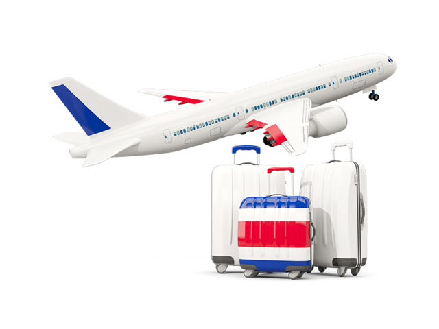 Luggage with airplane. Download flag icon of Costa Rica at PNG format
