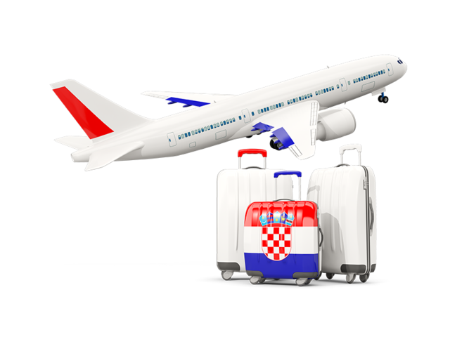 Luggage with airplane. Download flag icon of Croatia at PNG format