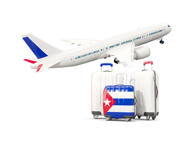 Luggage with airplane. Download flag icon of Cuba at PNG format